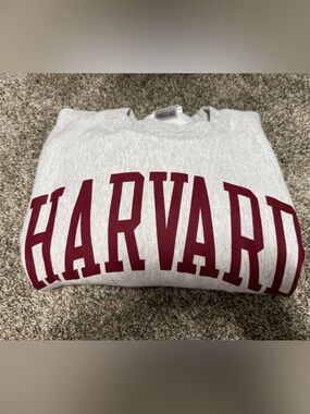 Champion Oxford Gray Crewneck Sweatshirt with Red Accent Tag